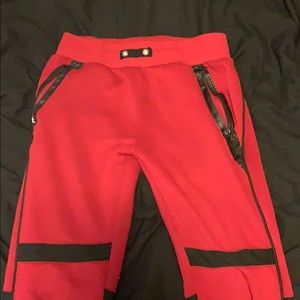 Red jogger pants